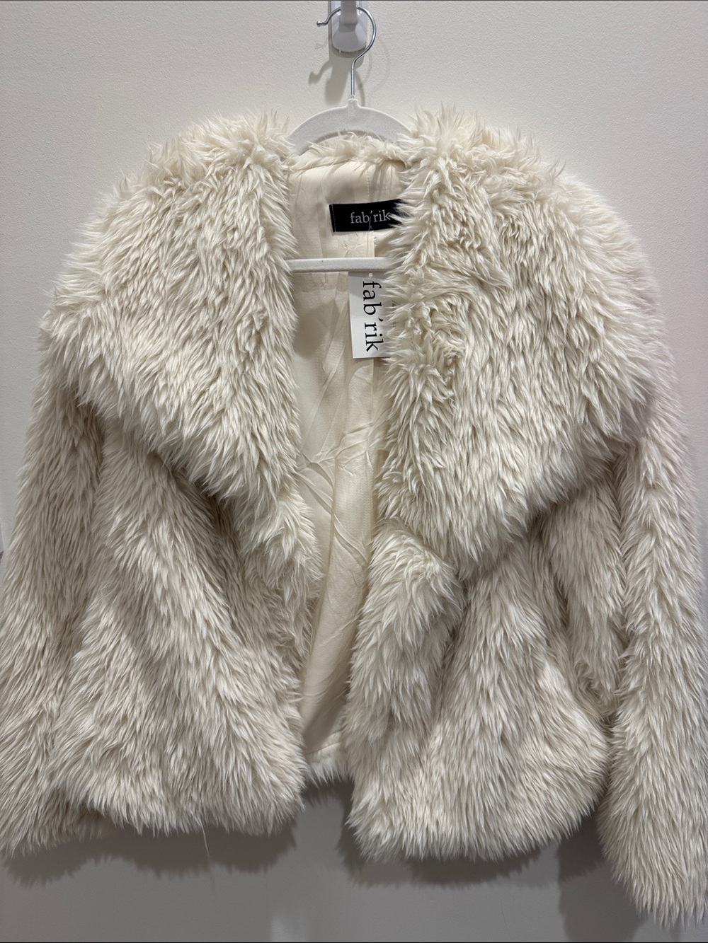 fab'rik Ivory Faux Fur Teddy Jacket - Plush Short Coat